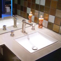 glass countertops and mirrors